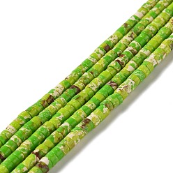 Желто-Зеленый Синтетические имперские нитки из бисера яшмы, окрашенные, Плоский круглый / диск, желто-зеленый, 4.5x1.5~2.5 мм, отверстие : 0.8 мм, около 152~155 шт / нитка, 15.04~15.35 дюйм (38.2~39 см)