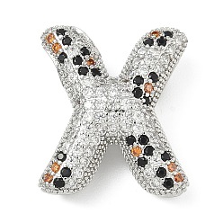 Letter X Латунные микро проложить кубического циркония подвески, долговечный, стойки покрытие, письмо амулеты, платина, Письмо X, 23x20x9 мм, отверстие : 5.2x3 мм