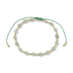 Green Aventurine Adjustable Natural Green Aventurine & Glass Braided Bead Bracelet, Inner Diameter: 1-7/8~3-1/4 inch(4.75~8.2cm)