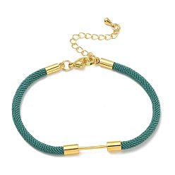 Light Sea Green Nylon Cord Bracelet Making, with Brass Beadable Bar, Golden, Light Sea Green, 6.89x0.16 inch(17.5x0.4cm)
