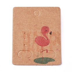 BurlyWood Paper Jewelry Display Cards, for Hanging Earring Display, Rectangle with Flamingo Shape, BurlyWood, 50x40x0.3mm, Hole: 5.3mm