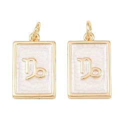Capricorn Brass Enamel Pendants, Rectangle Charms, Rack Plating, Cadmium Free & Lead Free, Long-Lasting Plated, Golden, Capricorn Charms, 17.5x11x2mm, Hole: 3mm