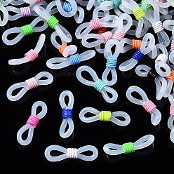 Mixed Color Silicone EyeGlass Holders, Eyeglasses Chain Connector, with Spray Painted Iron Findings, Mixed Color, 22x7.5mm