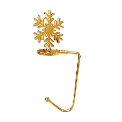 Golden Iron & Alloy Hook Hangers, Mantlepiece Sock Hanger, for Christmas Ornaments, Snowflake, Golden, 135mm