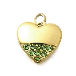 Золотая Тень 304 подвески из нержавеющей стали, со стразами, ионное покрытие (ip), сердце, реальный 14 k позолоченный, золотые тени, 12x10x2 мм, отверстие : 1.8 мм