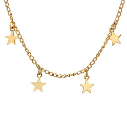 5868 Gold Minimalist Pentagram Heart Pendant Necklace for Women, Elegant Collarbone Chain Jewelry