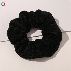 Black Solid Color Cloth Elastic Hair Accessories, for Girls or Women, Scrunchie/Scrunchy Hair Ties, Black, 40x100mm