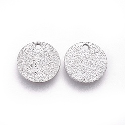 Stainless Steel Color 304 Stainless Steel Charms, Textured, Flat Round with Bumpy, Stainless Steel Color, 10x1mm, Hole: 1.2mm