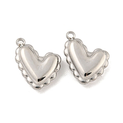 Stainless Steel Color 304 Stainless Steel Charms, Heart Charm, Stainless Steel Color, 14x10.5x4mm, Hole: 1.4mm