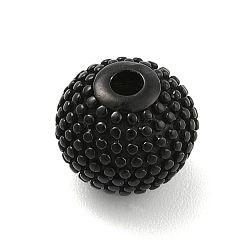 Черный 304 из нержавеющей стали бусы, круглые, чёрные, 10.5x9.5 мм, отверстие : 2 мм