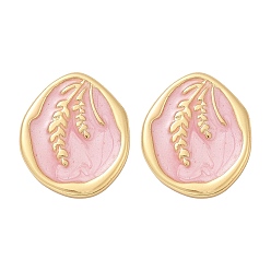 Pink 304 овальные серьги-гвоздики из нержавеющей стали, с эмалью, реальный 18 k позолоченный, вакуумное покрытие pvd, розовые, 18.5x15.5 мм