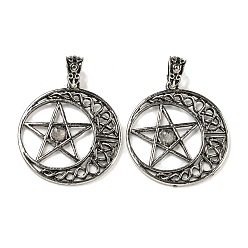 Хрусталь Подвески из натурального кварца и горного хрусталя, Антикварная серебряная стойка с покрытием из сплава с полой луной и подвесками в виде звезд, без свинца и без кадмия, 36x33x4 мм, отверстие : 4x6 мм