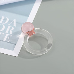 Pink Resin Candy Color Beaded Ring for Women - Unique and Gentle Fashion Jewelry