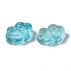 Небесно-голубой Прозрачные брызги, окрашенные распылением, с блеском порошок, благоприятное облако, голубой, 9x13.5x4 мм, отверстие : 1 мм