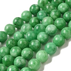 Средний Морско-зеленый Природные окрашенные белого нефрита нитей бисера, круглые, средний морской зеленый, 10~10.5 мм диаметром, отверстие : 1 мм, около 37 шт / нитка, 14.76''~14.80'' (37.5~37.6 см)