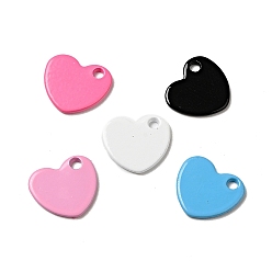Mixed Color Spray Painted 201 Stainless Steel Charms, Heart Charm, Mixed Color, 10x9x1mm, Hole: 1.4mm