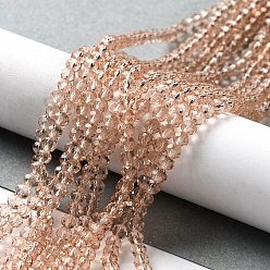 Светло-коричневый Стеклянные бусины, граненые, рондель, загар, 2.3~2.7x2 мм, отверстие : 0.4 мм, около 135~140 шт / нитка, 26~27 см