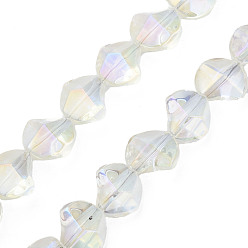 Jaune Verge D'or Perles en verre electroplate, couleur ab , torsion, jaune verge d'or clair, 13x13.5x9mm, Trou: 1.2mm, Environ 45 pcs/chapelet, 23.23 pouce (59 cm)