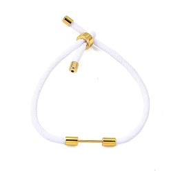 Белый Плетеный браслет из нейлонового шнура, с латунной фурнитурой , реальный 18 k позолоченный, белые, 9-1/2 дюйм (24 см), ссылка: 24x4 mm