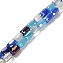 Azul Abalorios de vidrio electrochapa, facetados, columna, azul, 6~6.5x4 mm, agujero: 0.8 mm, sobre 80 unidades / cadena, 20.12~20.24 pulgada (51.1~51.4 cm)