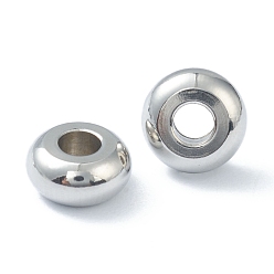 Stainless Steel Color 202 Stainless Steel Spacer Beads, Flat Round, Stainless Steel Color, 8x4mm, Hole: 3mm