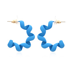 3# blue Красочные серьги С-образной формы с карамельной глазурью и ярким дизайном телефонного провода