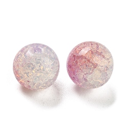 Plum Transparent Spray Painting Crackle Glass Beads, Round, Plum, 10mm, Hole: 1.6mm, 200pcs/bag