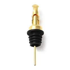 Golden 304 Stainless Steel Self Closing Wine Pourers, Auto Flip Wine Bottle Stoppers with TPE Dust Cap, Golden, 117.5x30mm