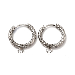 Нержавеющая Сталь Цвет Устойчивые к потускнению 201 фурнитура для сережек-колец из нержавеющей стали, с 304 штифтами из нержавеющей стали и горизонтальными петлями, кольцо, цвет нержавеющей стали, 10 датчик, 19x17.5x2.5 мм, отверстие : 2.6 мм, штифты : 0.8 мм