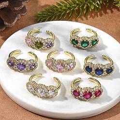 (52) Непрозрачная лаванда Латунные микро проложить манжеты кольца кубического циркония, круглые, долговечный, стойки покрытие, без свинца и без кадмия, реальный 18 k позолоченный, разноцветные, 9.5 мм