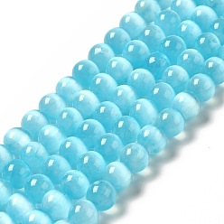 Turquoise Foncé Brins de perles de sélénite naturelles, Grade a, teint, ronde, turquoise foncé, 8.5mm, Trou: 0.8mm, Environ 46 pcs/chapelet, 15.35'' (39 cm)