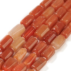 Red Aventurine Natural Red Aventurine Beads Strands, with Seed Beads, Faceted, Column, 5.5~7.5mm, Hole: 0.7mm, about 26~33pcs/strand, 15.67''~16.46''(39.8~41.8cm)