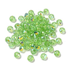 Lime Electroplate Glass Beads, Rondelle, Lime, 6x4mm, Hole: 1.4mm, 100pcs/bag