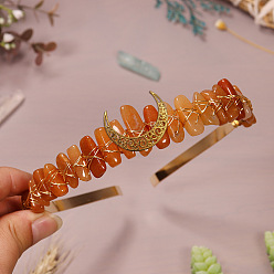 Красный Авантюрин Резинки для волос из натурального красного авантюрина, корона для волос, для женщин девушек, 200x150x8 мм