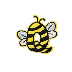Letter Q Appliques sur le thème des abeilles, informatisée broderie chiffon fer sur les patchs, accessoires de costumes, lettre q, 55x60mm