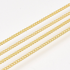 Golden Iron Curb Chains, with Spool, Soldered, Golden, 1.6x1.2x0.3mm, about 100yard/roll