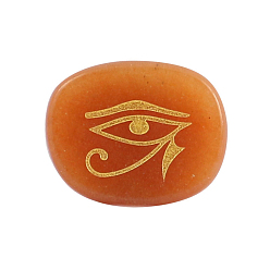 Red Aventurine Natural Red Aventurine Cabochons, Oval with Egyptian Eye of Ra/Re Pattern, Religion, 25x20x6.5mm