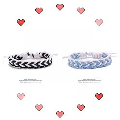A blue and white + black and white couple Simple Braided Bracelet for Couples, Friends - Minimalist, Trendy, Handmade.