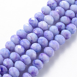 Medium Slate Blue Opaque Baking Painted Glass Beads Strands, Imitation Stones, Faceted, Rondelle, Medium Slate Blue, 6x5mm, Hole: 1mm, about 80~81pcs/strand, 14.76 inch~14.96 inch(37.5~38cm)