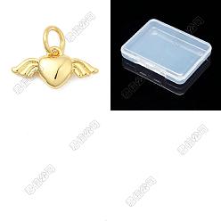 Настоящее золото 18K 10 латунные подвески шт., сердце прелести, с целью перехода в кольце, реальный 18 k позолоченный, 7x14.5x3 мм, отверстие : 3 мм