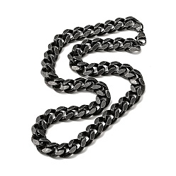 Antique Silver 304 Stainless Steel Curb Chain Necklace for Men, Antique Silver, 23.82 inch(60.5cm)