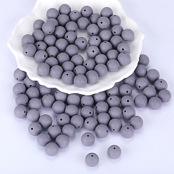 Светло-серый Круглые силиконовые фокусные бусины, жевательные бусины для чайников, DIY уход за ожерельем, светло-серый, 15 мм, отверстие : 2 мм
