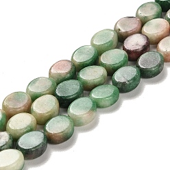 Lime Green Natural Dolomite Beads Strands, Dyed, Flat Oval, Lime Green, 9.5~10x7.5~8x4.5mm, Hole: 1.2mm, about 42~44pcs/strand, 15.35~15.94 inch(39~40.5cm)
