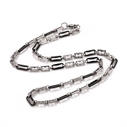 Black 304 Stainless Steel Oval Link Chains Necklace, Hip Hop Jewelry for Men Women, Electrophoresis Black & Stainless Steel Color, 23.43 inch(59.5cm)