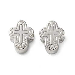 Платина Ccb пластиковые бусины esuropean, бусины с большим отверстием, крестик, платина, 13.5x10.5x6.5 мм, отверстие : 4.5 мм