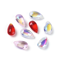 Mixed Color Transparent Glass Charms, teardrop, Mixed Color, 14x8x5mm, Hole: 1.2mm