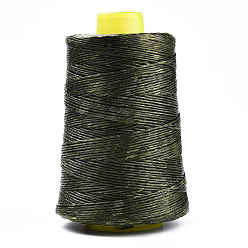 Dark Olive Green Eco-Friendly Polyester Thailand Waxed Cords, Twisted Cord, Dark Olive Green, 1.0mm, about 328.08 yards(300m)/roll