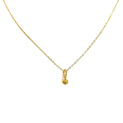 Yellow Birthstone Style Cubic Zirconia Diamond Pendant Necklace, with Golden Titanium Steel Chains, Yellow, 17.72 inch(45cm)