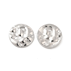 Stainless Steel Color 304 Stainless Steel Pendants, Textured, Flat Round Charm, Stainless Steel Color, 8x1mm, Hole: 1.2mm