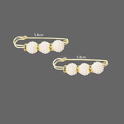 Antique White Imitation Pearl Safety Pin Brooches, Alloy Rhinestone Waist Pants Extender for Women, Golden, Antique White, 58mm